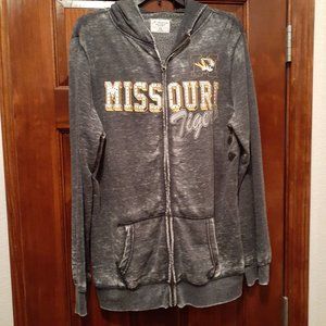 Missouri MU Tigers Distressed Grey Zippered and Hooded Lightweight Jacket - 2XL